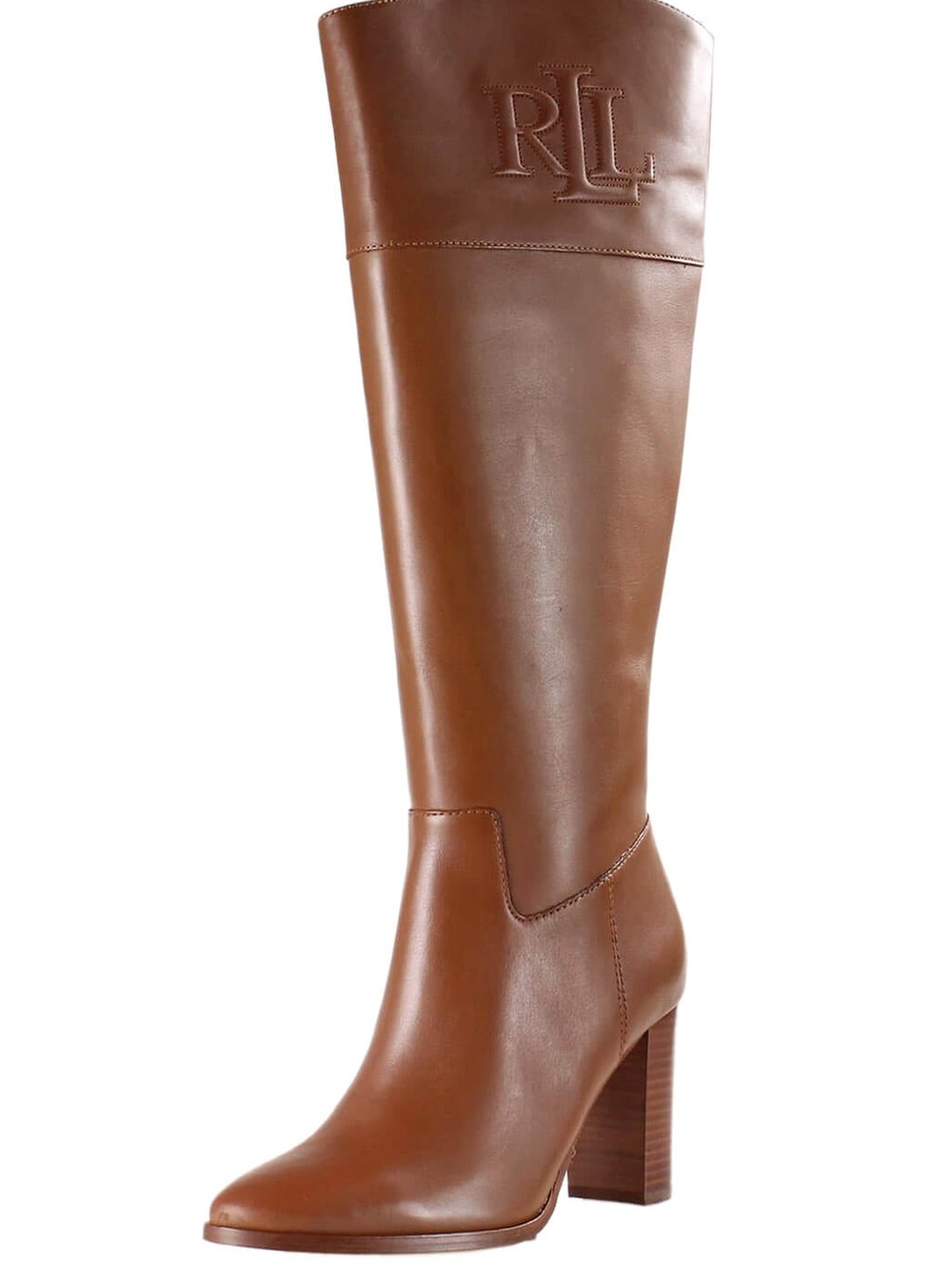 Lauren Ralph Lauren Brown Leather Knee-High Logo Boots Women’s 8.5